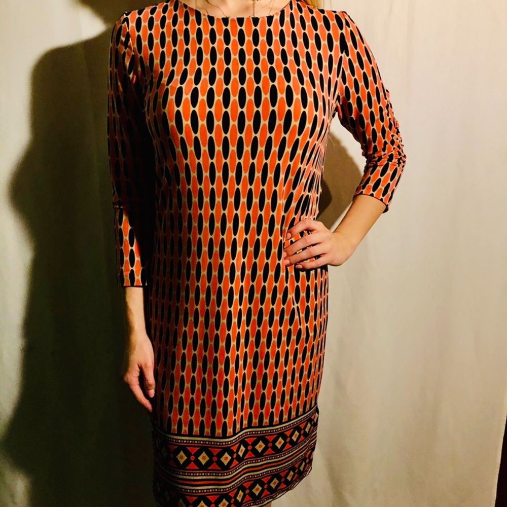 MK Mini Dress Polka Squares Stretch Long